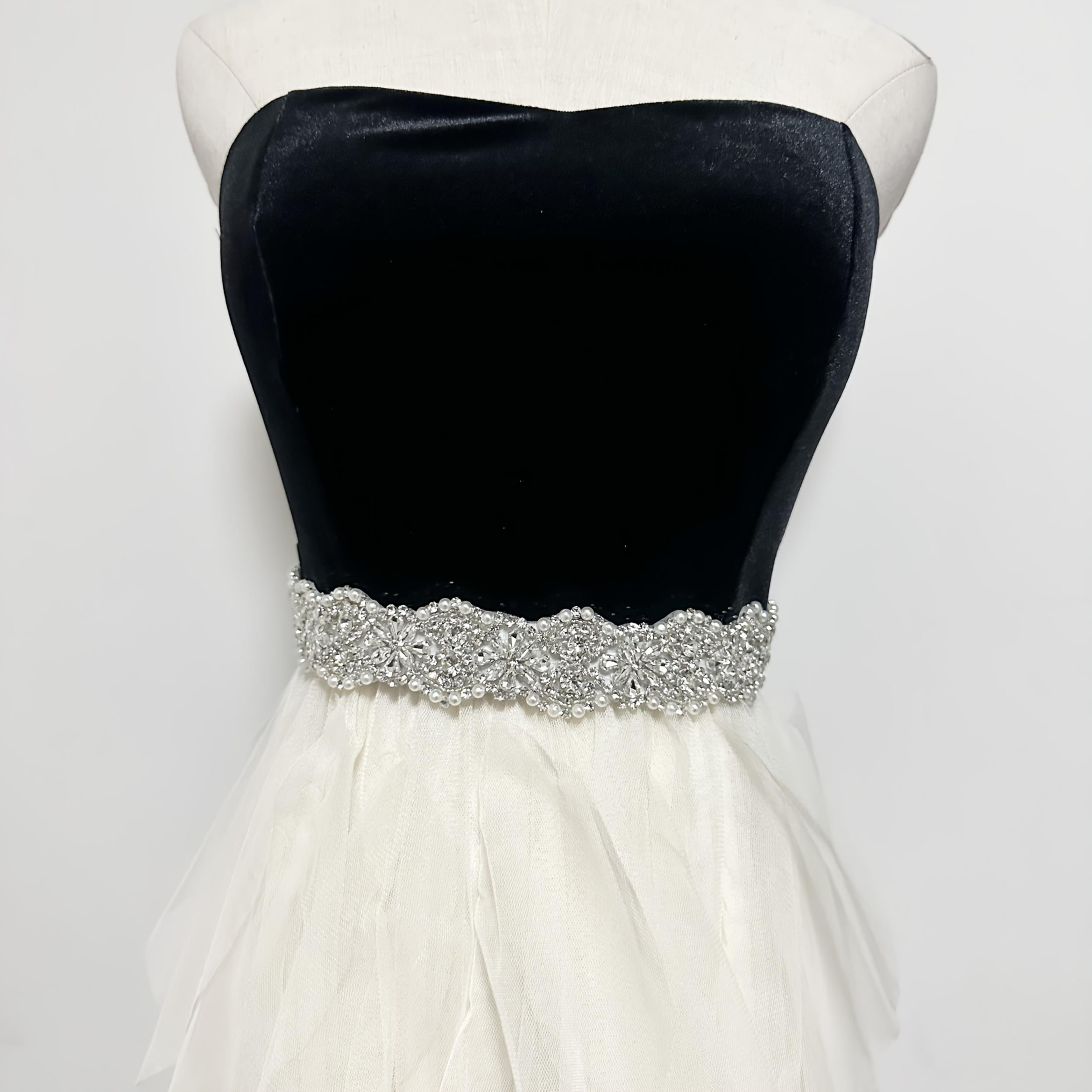 Handcrafted Golden Bridal Sash with Glass Beads & Rhjsonestones