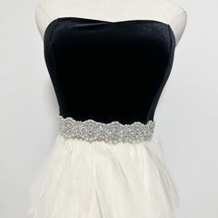 Handcrafted Golden Bridal Sash with Glass Beads & Rhjsonestones