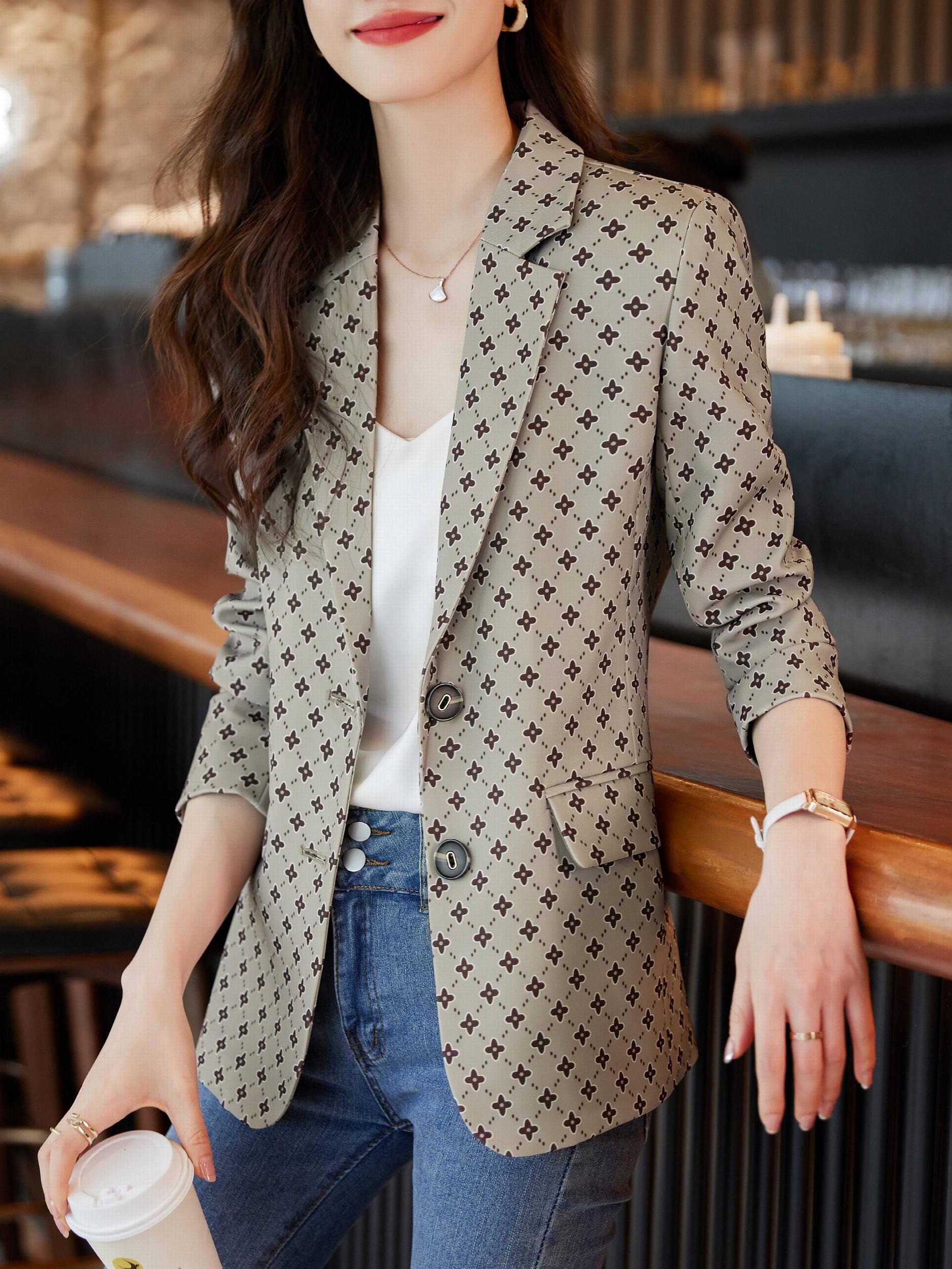 Button Front Blazer Casual Lapel Long Sleeve Women's Clothing