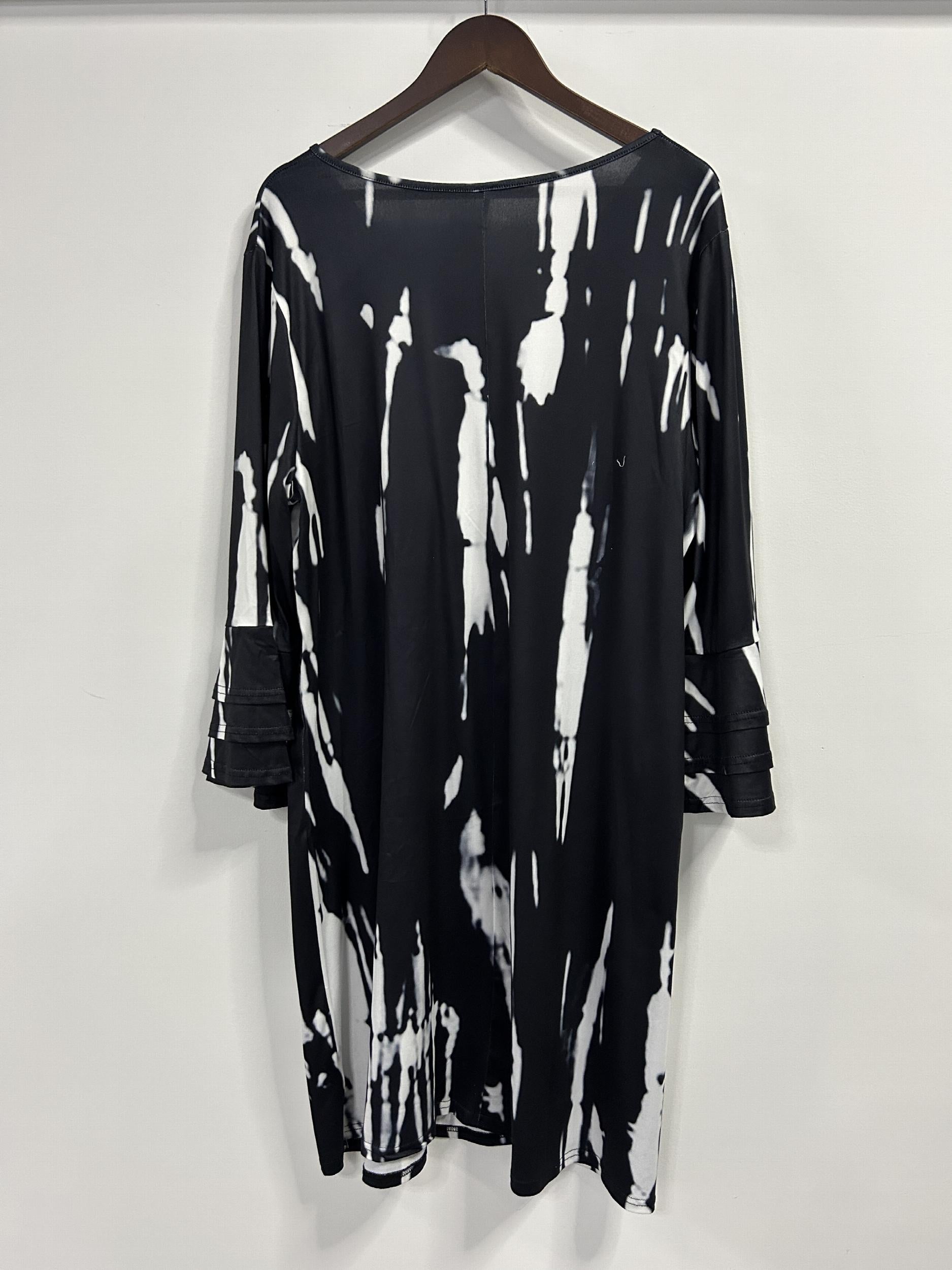 Boho Tie Dye Layered Bell Sleeve V Neck Dress