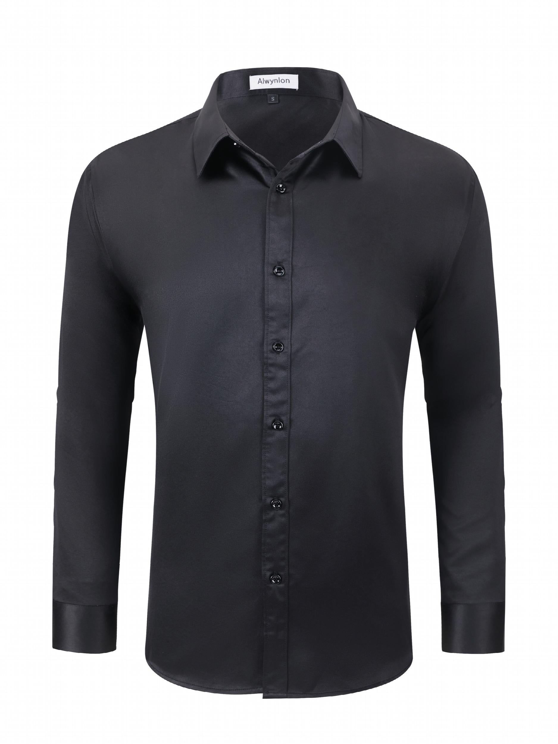 Men's Satin Button Up Shirt for Business Occasions