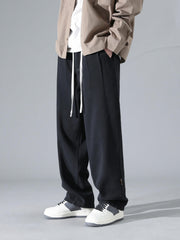 Men's Solid Joggers Pockets Active Drawstring Trousers
