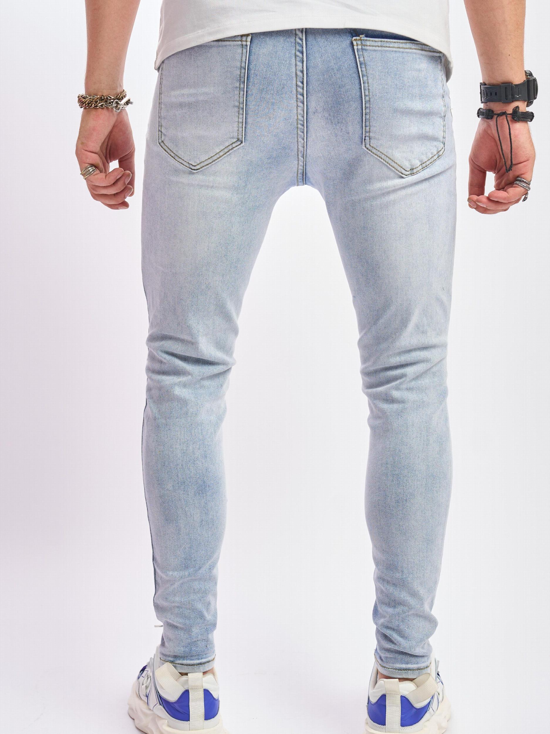 Slim Fit Ripped Jeans Men's Casual Street Style Distressed Mid Stretch Denim