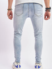 Slim Fit Ripped Jeans Men's Casual Street Style Distressed Mid Stretch Denim