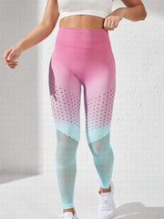 Gradient Hollow High Waist Leggings Women's Clothing