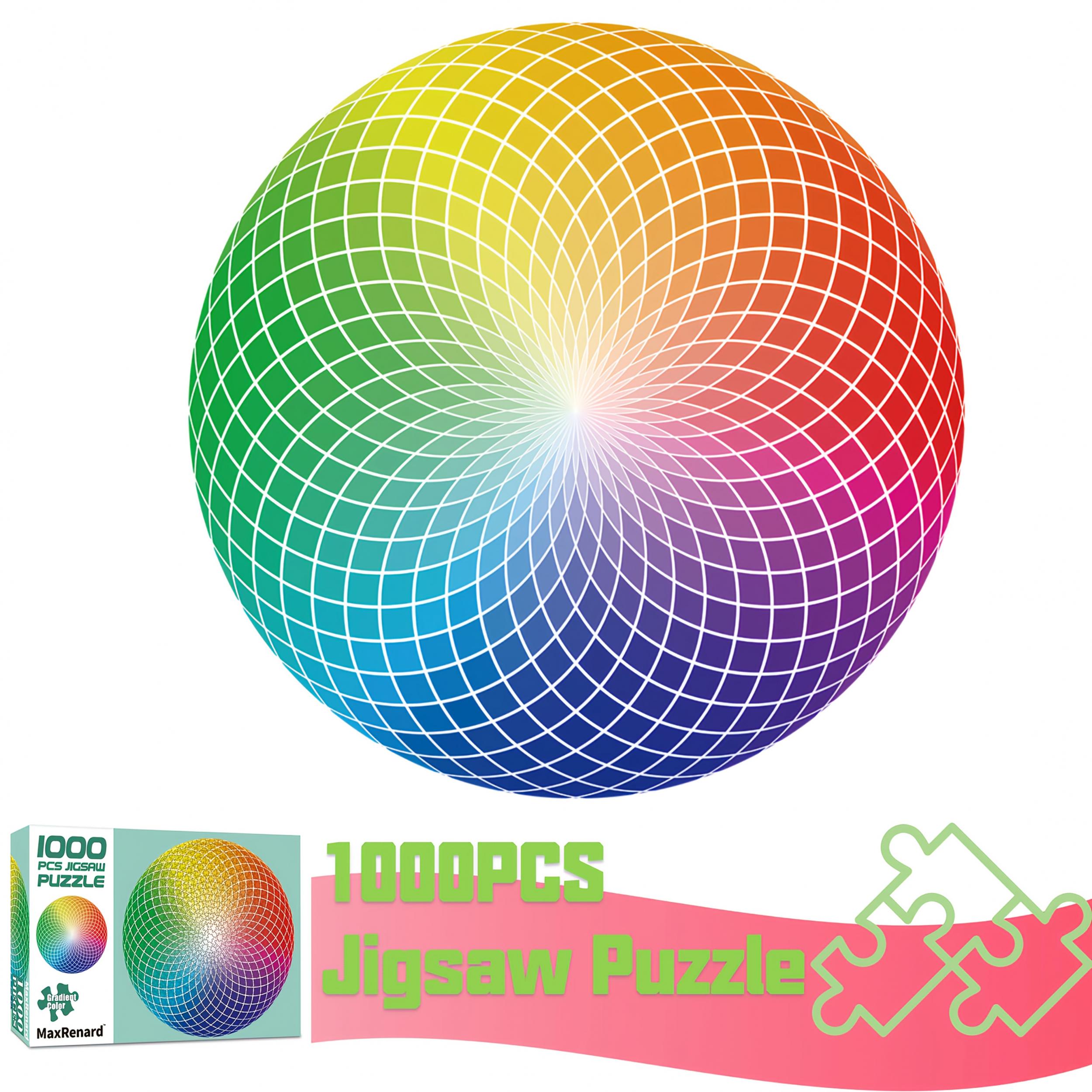 1000pcs Gradient Circle Jigsaw Puzzle Green to Red Challenging Puzzle