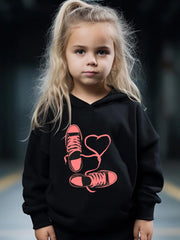 Rope Pattern Long Sleeve Hooded Sweatshirt Girls Cozy Hoodies