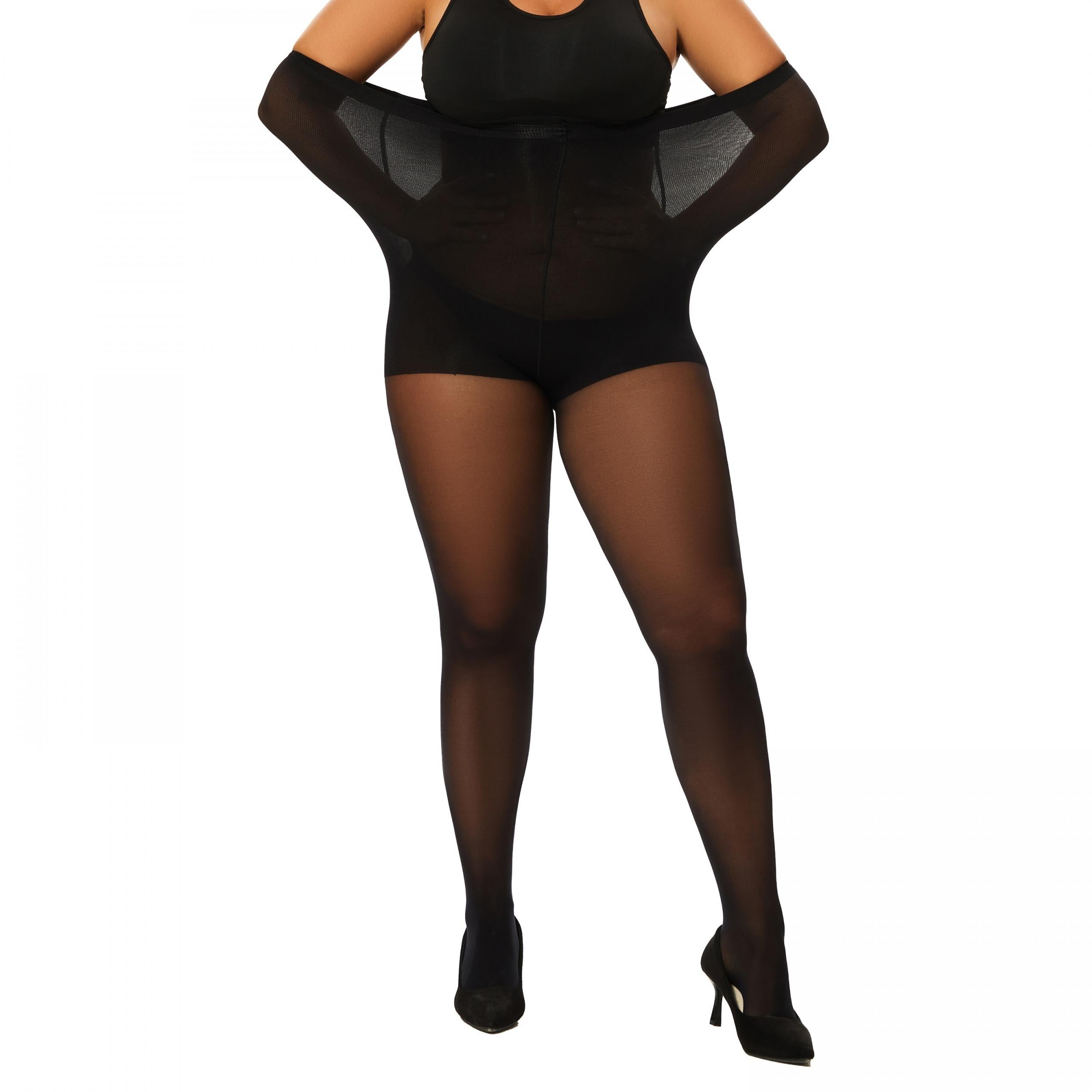 2 Pairs Plus Size Colorblock Sheer Pantyhose Set