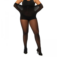 2 Pairs Plus Size Colorblock Sheer Pantyhose Set