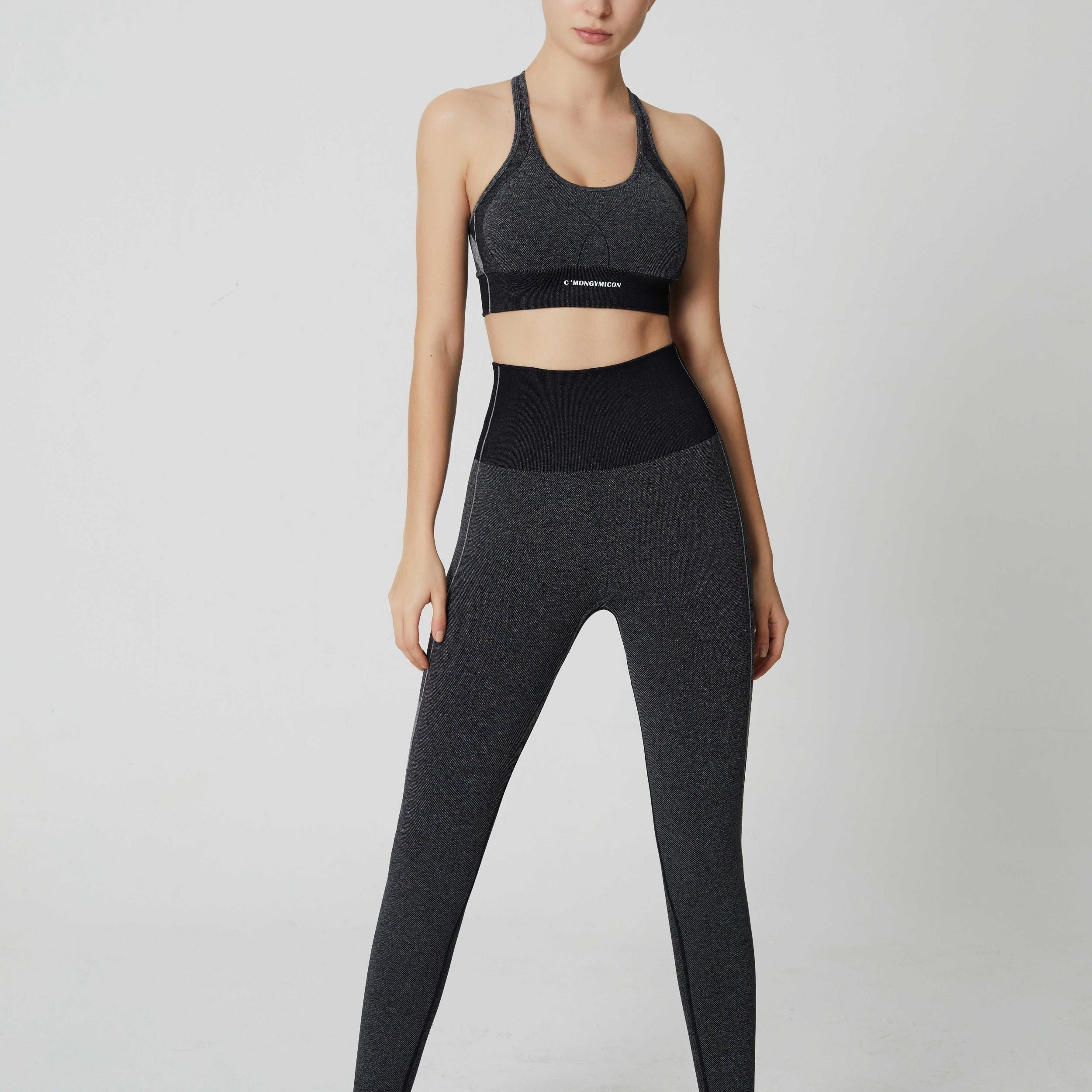 Seamless Top Pant Yoga Set Tight Hip High Waist Yoga Suit