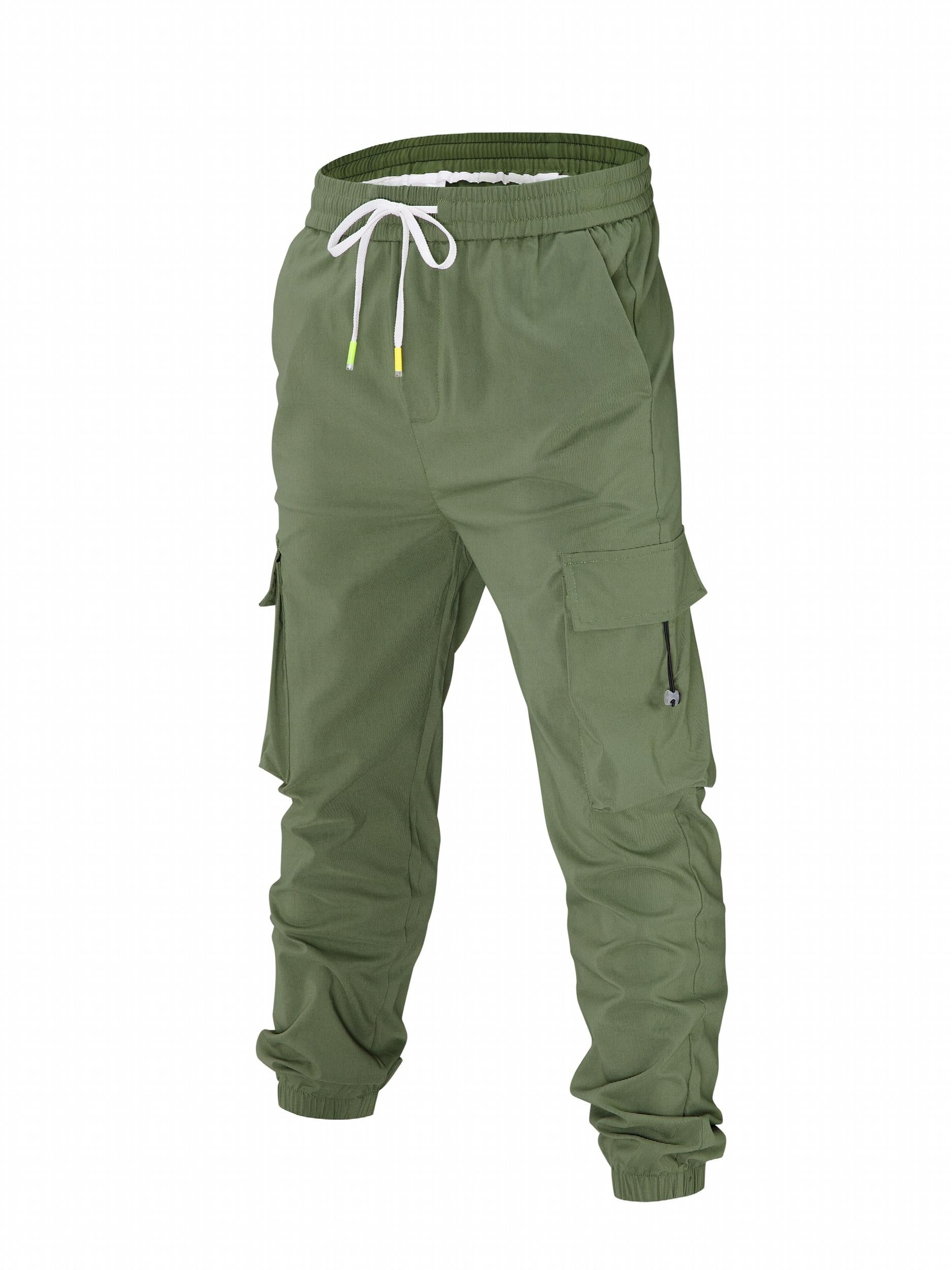 Men's Cargo Pants Drawstring Flap Pocket Loose Jogger Work Pants