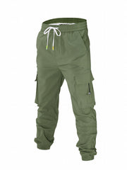 Men's Cargo Pants Drawstring Flap Pocket Loose Jogger Work Pants