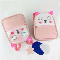 Kids Cat Sequin Backpack PU Glitter Birthday Gift