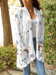 Ombre Dot Print Long Sleeve Open Front Cardigan
