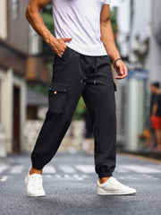 Solid Cargo Pants Men's Trousers Loose Casual Outdoor Work Pants