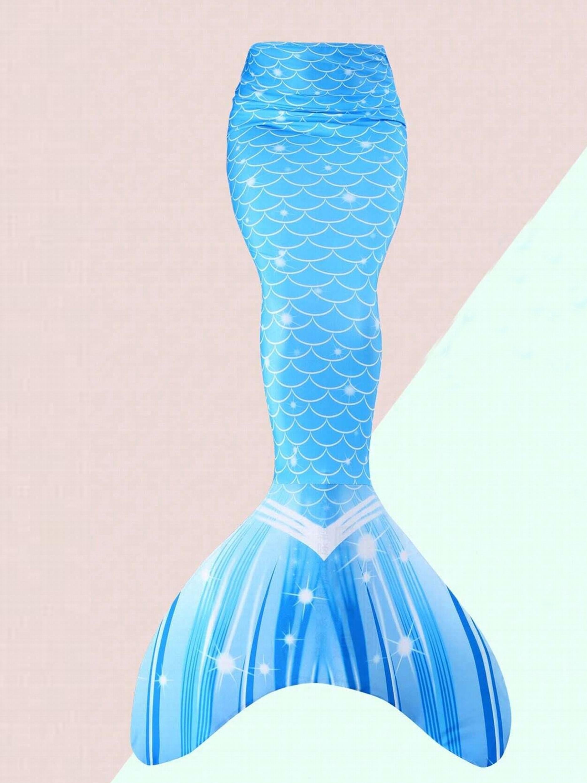Girl's Mermaid Tail Swimsuit Tie Dye Fish Scale Pattern