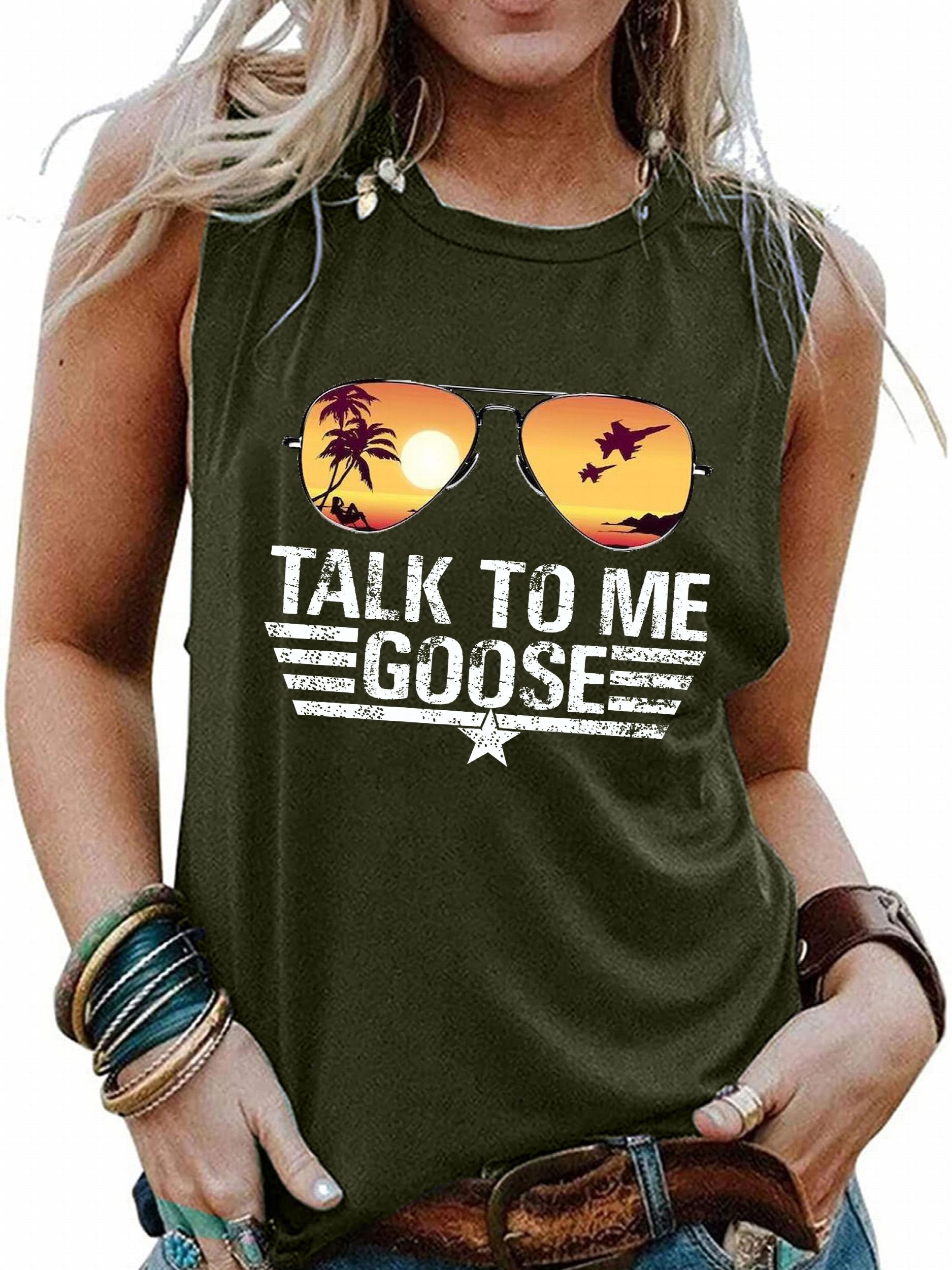 Letter & Glasses Print Sleeveless Top