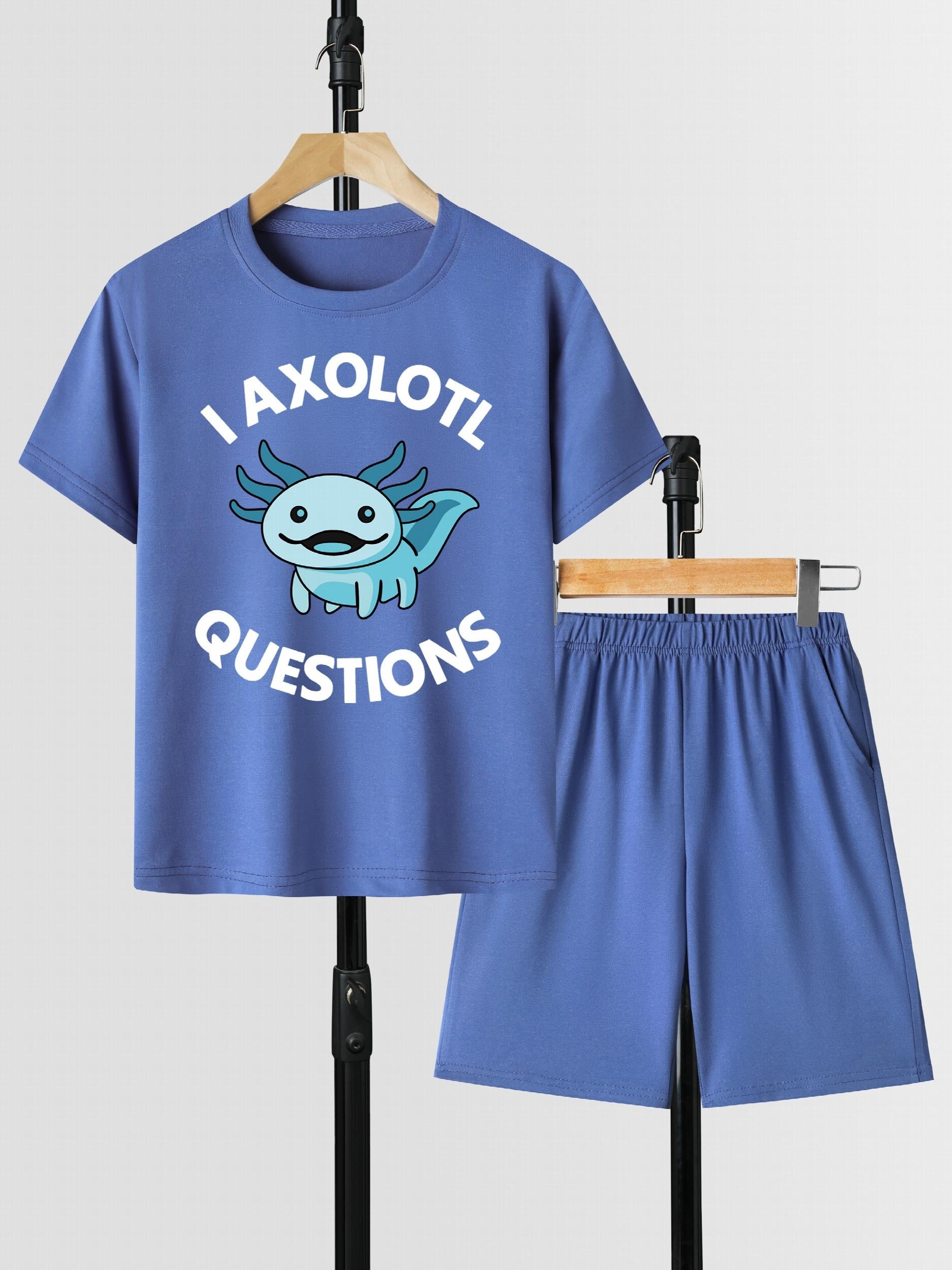 Axolotl Pattern Boy's 2pcs T shirt & Shorts Set
