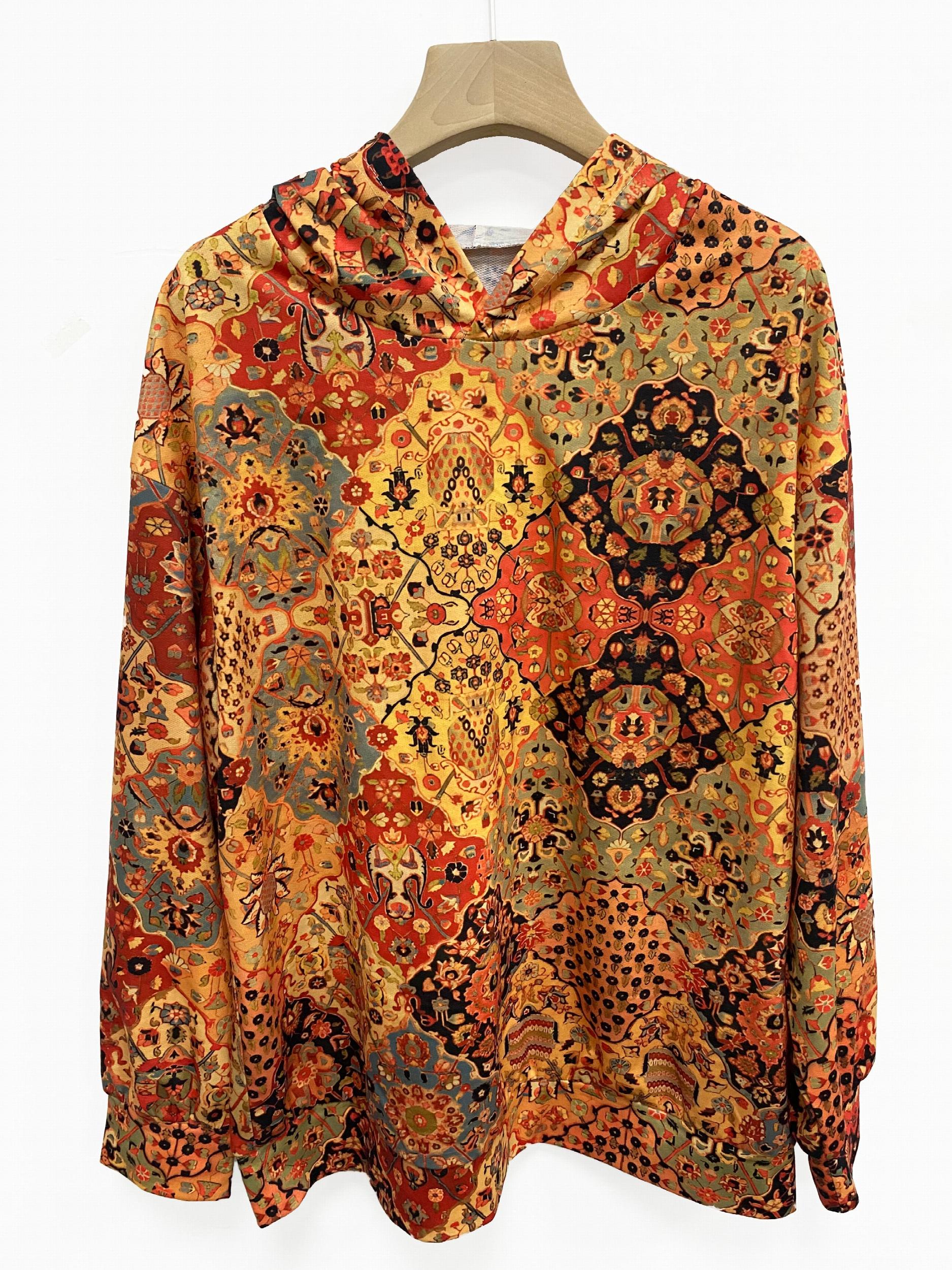 Allover Print Hoodie Casual Long Sleeve Hoodies for Women