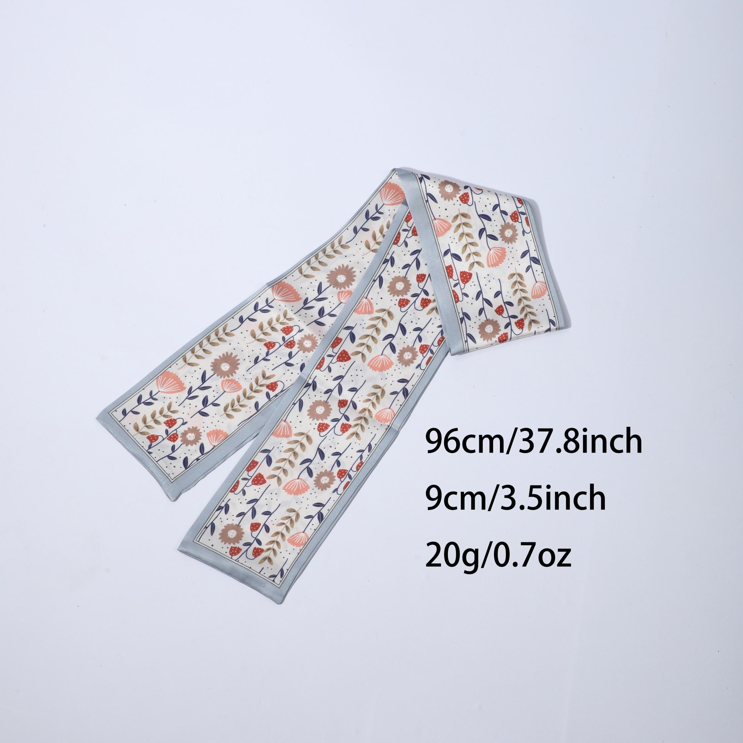 Graphic Flower Neckerchief Long Skinny Scarf Headband Hair Ribbon