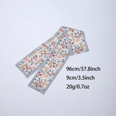 Graphic Flower Neckerchief Long Skinny Scarf Headband Hair Ribbon