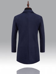 Men's Mid Length Button Up Lapel Coat For Fall Winter Business
