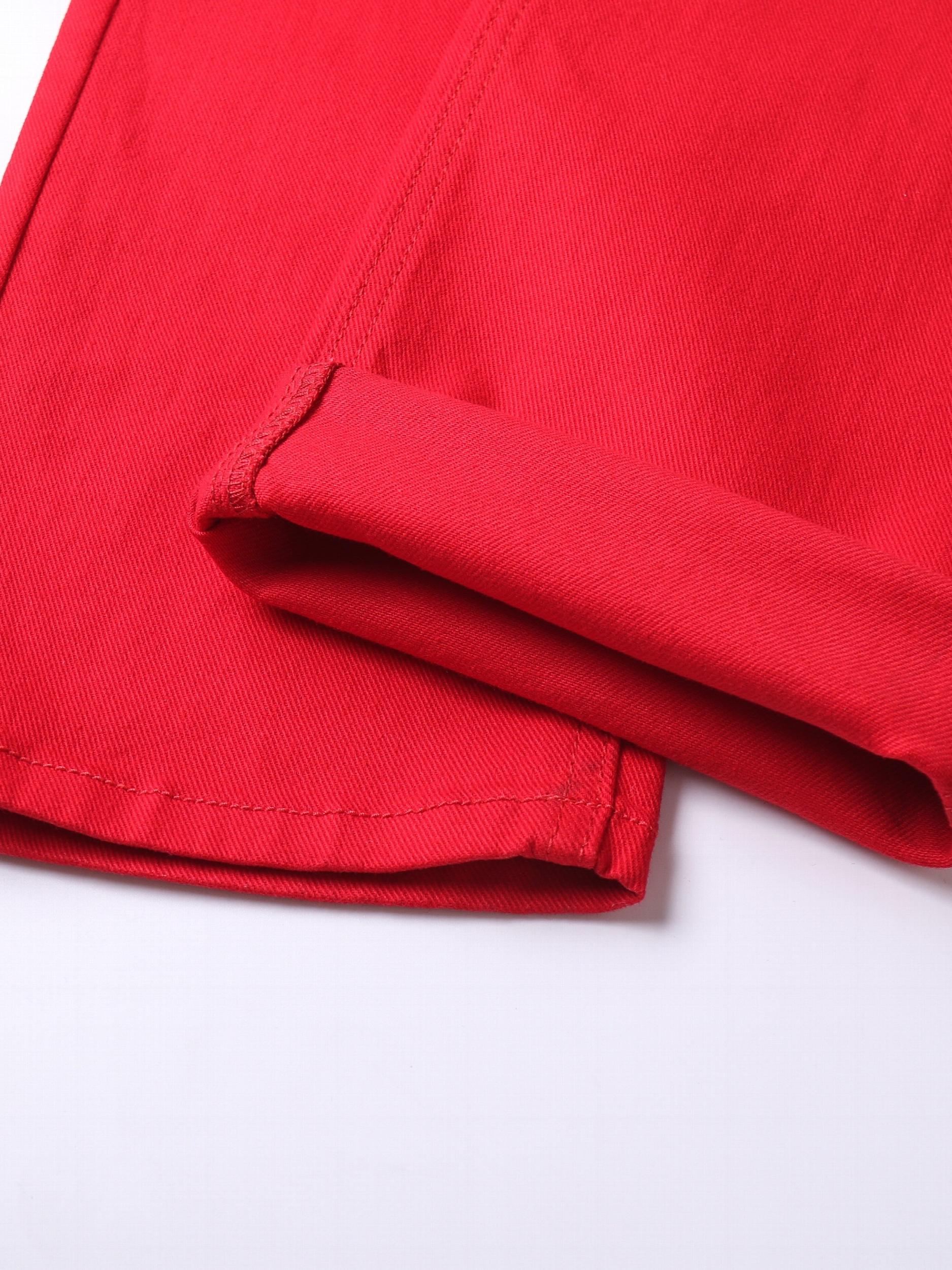 Vintage Slim Fit Red Denim Pants