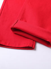 Vintage Slim Fit Red Denim Pants