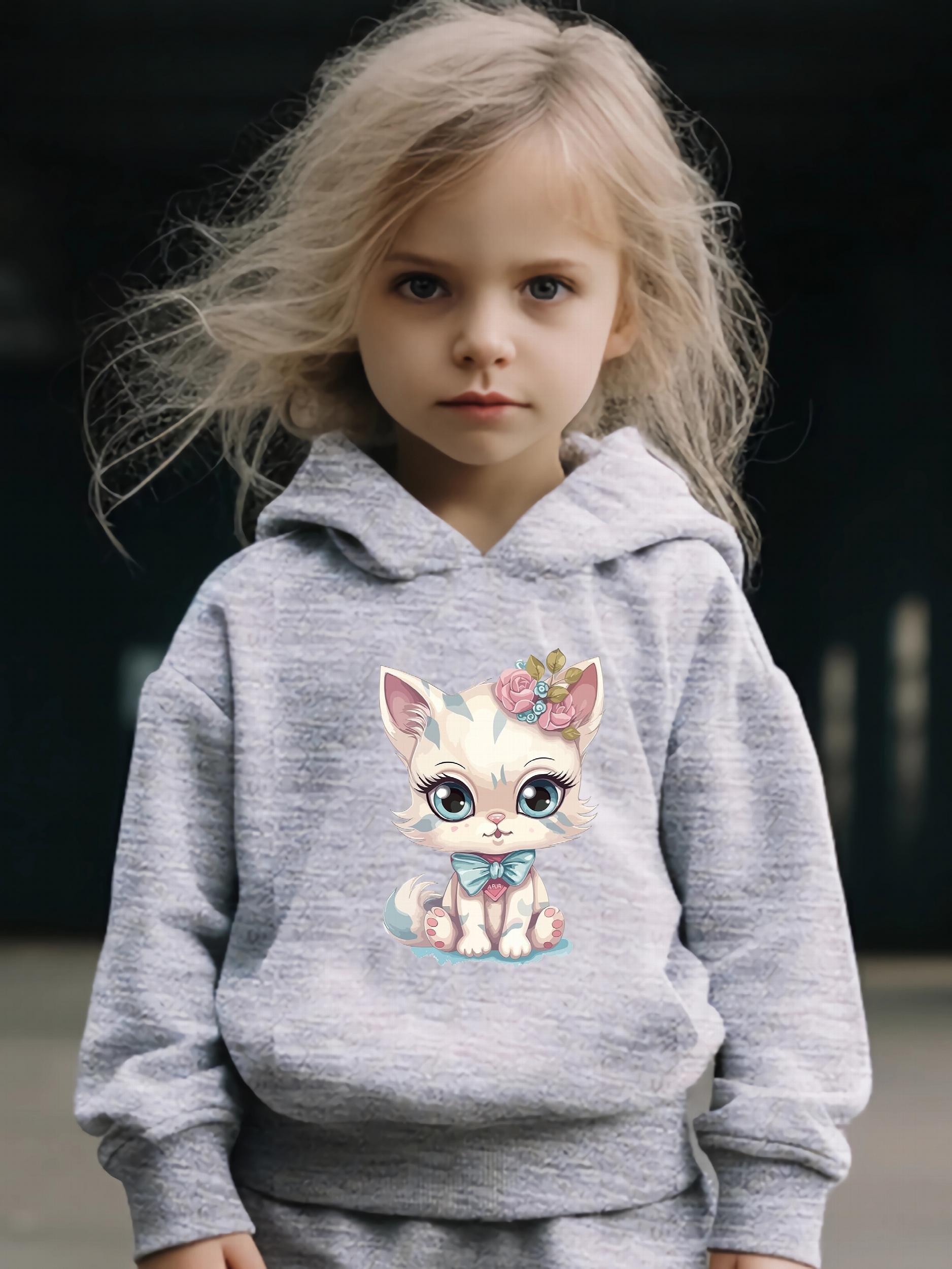 Cat Print 2pcs Girls Outfits For Sports Spring Fall Outdoor Gift