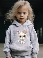 Cat Print 2pcs Girls Outfits For Sports Spring Fall Outdoor Gift