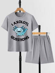 Axolotl Pattern Boy's 2pcs T shirt & Shorts Set