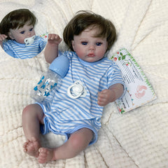 18" Lifelike Meadow Reborn Baby Doll Soft Vinyl Body Rooted Hair Realistic Touch