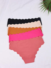 5pcs Scallop Trim Briefs Stretchy Intimates Panties Women's Lingerie