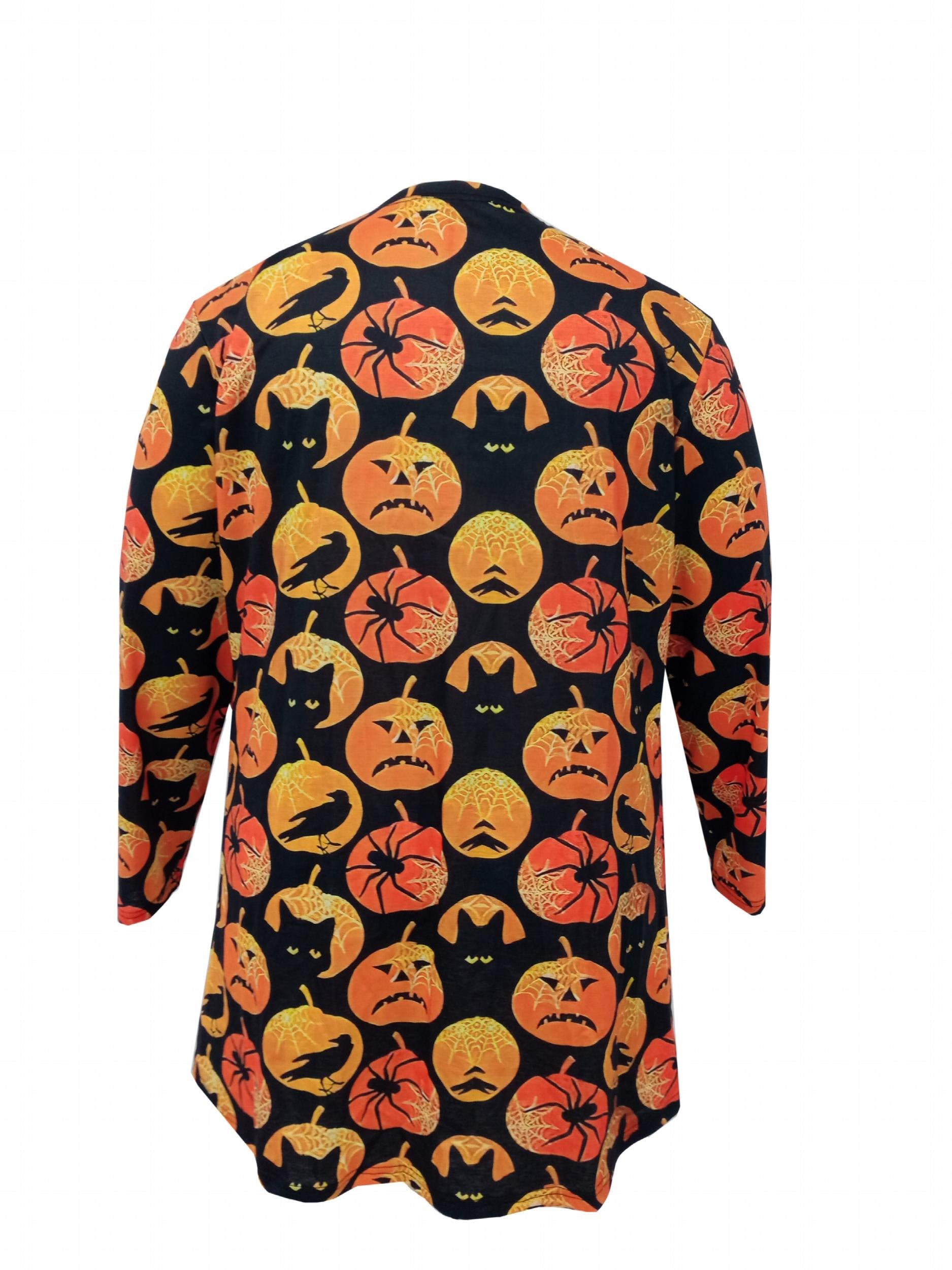 Halloween Graphic Print Open Front Cardigan