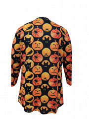 Halloween Graphic Print Open Front Cardigan
