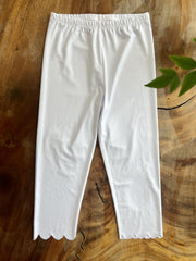 Scallop Trim Skinny Capris Leggings Casual Crop Leggings