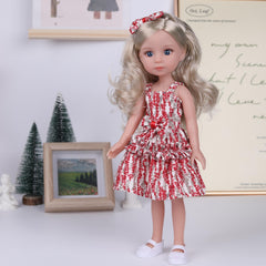 Anime Princess Doll Soft Vinyl Limbs Joints Golden Hair Red Dress