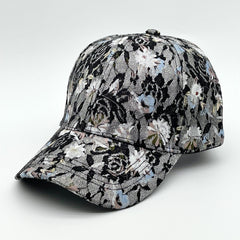 Glitter Floral Embroidery Baseball Cap Lace Breathable Dad Hats For Women