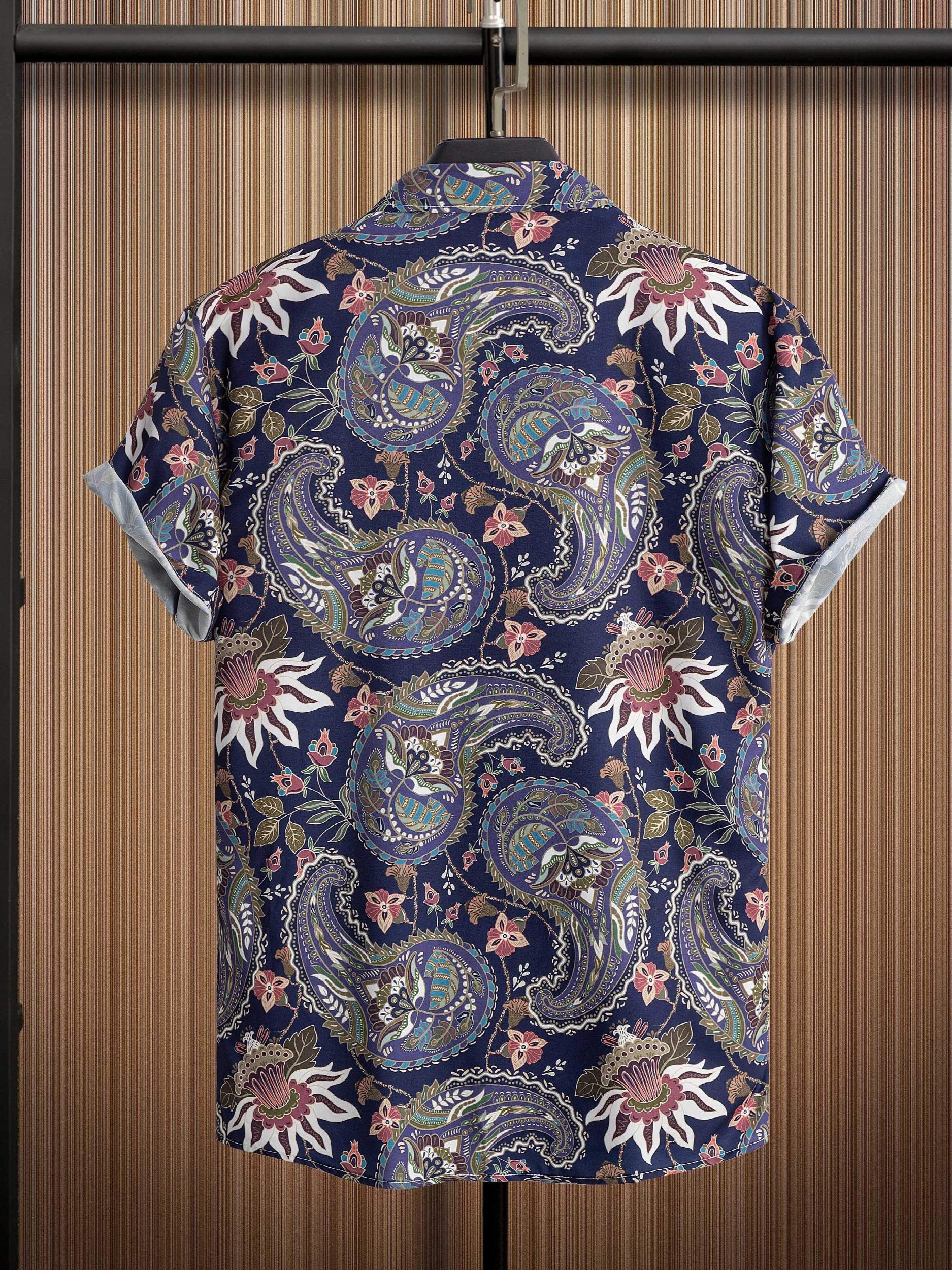 Paisley Print Men s Casual Short Sleeve Hawaiian Shirt