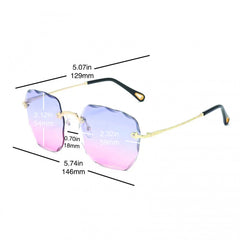 Rimless Square Gradient Lens Sunglasses Metal Temple UV400