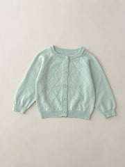 Baby Argyle Knit Cardigan Cotton Sweater Coat