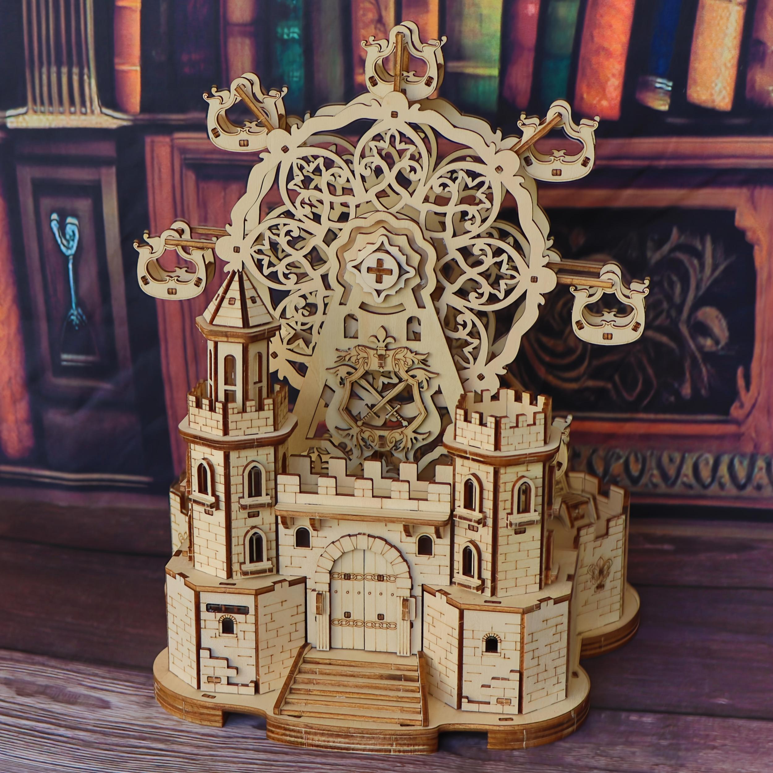 DIY Castle Ferris Wheel 3D Wooden Puzzle Music Box