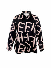 Blouse Women's Plus Letter Print Long Sleeve Shirt