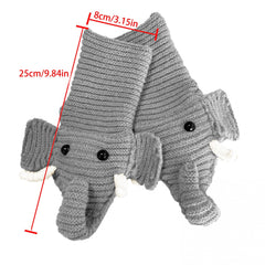 Cartoon Elephant Embroidery Wool Knitted Warm Mittens