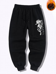 Dragon Pattern Joggers Men's Casual Loose Fit Pants