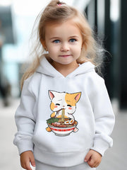 Ramen Kitty Print 2pcs Girls Outfits For Sports Spring