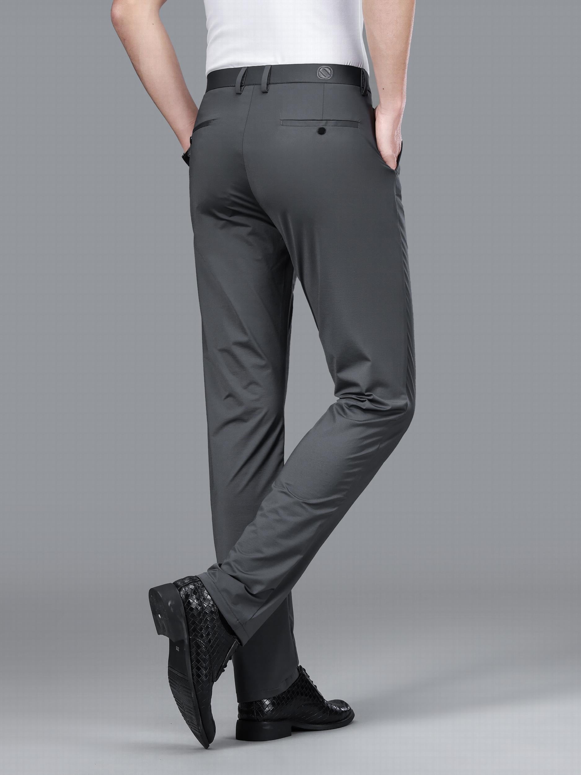 Men's Formal Solid Mid Stretch Dress Pants For Business