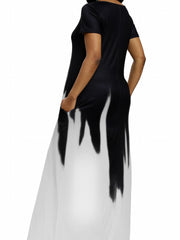 Ombre Print Maxi Dress With Pockets