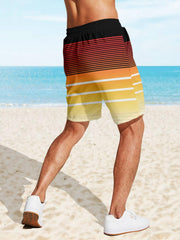 Hawaii Men's Block Beach Shorts Quick-drying Drawstring Sports Seaside Shorts