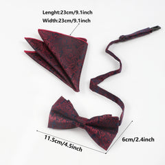 Cashew Pattern Bow Tie & Necktie Set for Men